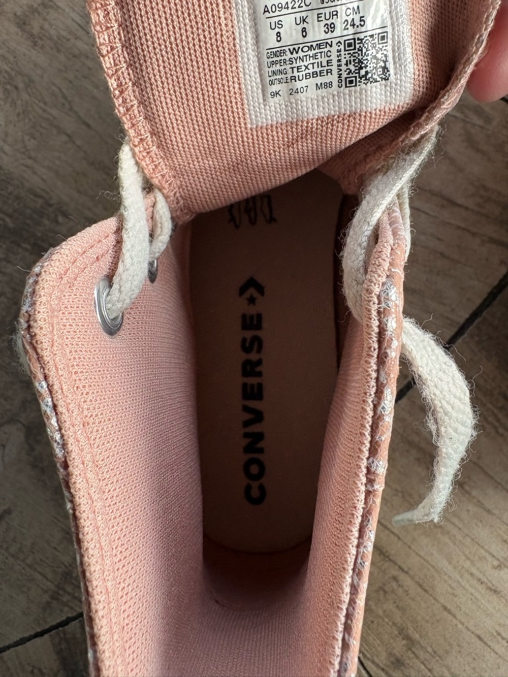 Converse Pink glitter High-Top Canvas Sneakers with White Soles - Picture 6 of 7
